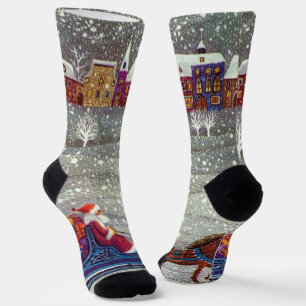 Kerstmis in vintage stijl, Kerstman en een open sl Sokken