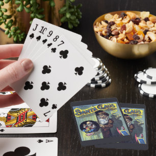 Kerstmis in vintage stijl, Kerstman en Zijn Werk B Pokerkaarten