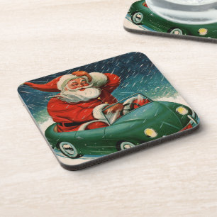 Kerstmis in vintage stijl, Kerstman in een leuk au Bier Onderzetter