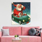 Kerstmis in vintage stijl, Kerstman in een leuk au Canvas Afdruk (Insitu (Woonkamer))