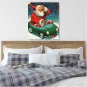 Kerstmis in vintage stijl, Kerstman in een leuk au Canvas Afdruk (Insitu (Slaapkamer))