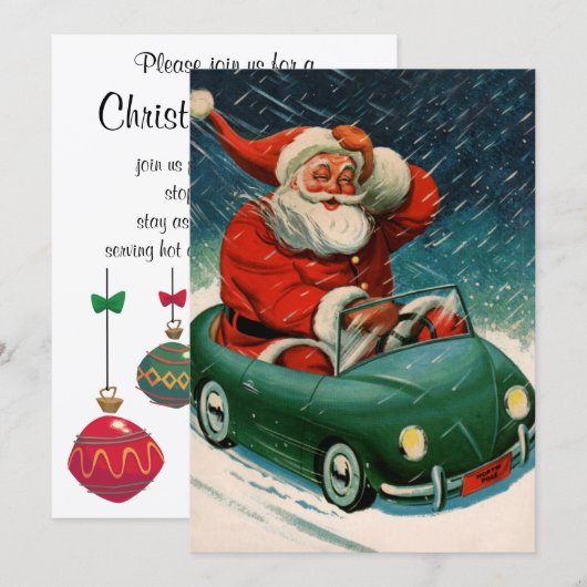 Kerstmis in vintage stijl, Kerstman in een leuk au Kaart (Voorkant / Achterkant)