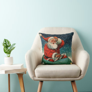 Kerstmis in vintage stijl, Kerstman in een leuk au Kussen