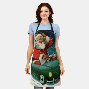 Kerstmis in vintage stijl, Kerstman in een leuk au Schort