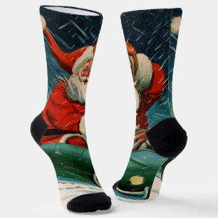 Kerstmis in vintage stijl, Kerstman in een leuk au Sokken