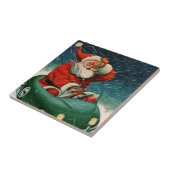 Kerstmis in vintage stijl, Kerstman in een leuk au Tegeltje (Zijkant)