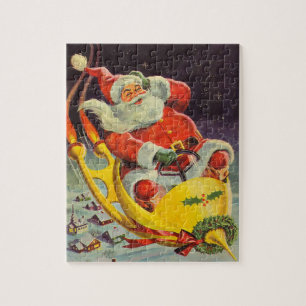Kerstmis in vintage stijl, Kerstman in een ruimtes Legpuzzel