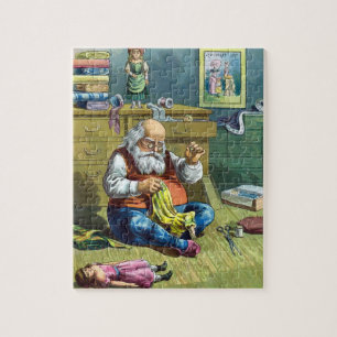 Kerstmis in vintage stijl, Kerstman maakt poppen Legpuzzel