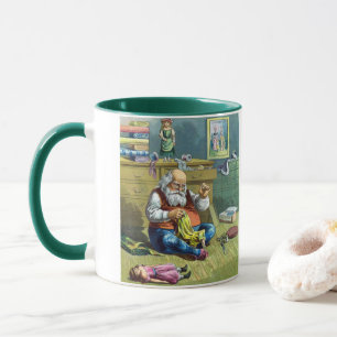 Kerstmis in vintage stijl, Kerstman maakt poppen Mok