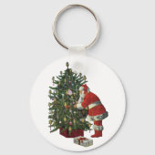 Kerstmis in vintage stijl, Kerstman met cadeaus Sleutelhanger (Achterkant)