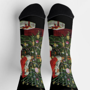 Kerstmis in vintage stijl, Kerstman met cadeaus Sokken