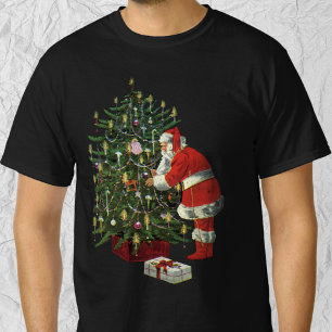 Kerstmis in vintage stijl, Kerstman met cadeaus T-shirt
