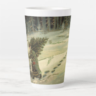 Kerstmis in vintage stijl, Kerstman met een kerstb Latte Mok