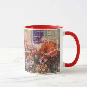 Kerstmis in vintage stijl, Kerstman met elfen werk Mok