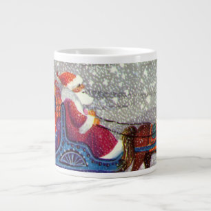 Kerstmis in vintage stijl, Kerstman Paard Open Sle Grote Koffiekop