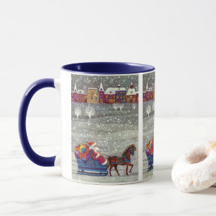 Kerstmis in vintage stijl, Kerstman Paard Open Sle Mok
