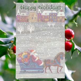 Kerstmis in vintage stijl, Kerstman Paard Openslee Briefpapier