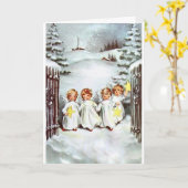 Kerstmis in vintage stijl - Kleine engelen met ste Kaart (Gele Bloem)