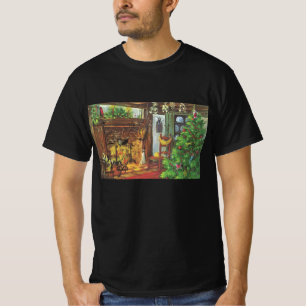 Kerstmis in vintage stijl, knus blokhut met open h t-shirt