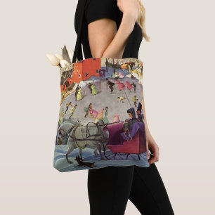 Kerstmis in vintage stijl, liefde en romantiek sle tote bag