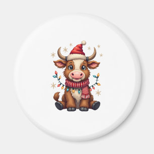 Kerstmis in vintage stijl met Highland-koe in kers Magneet