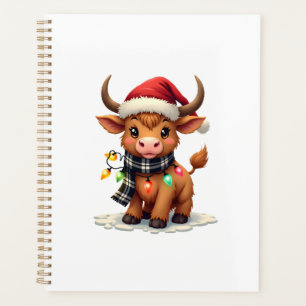 Kerstmis in vintage stijl met Highland-koe in kers Planner