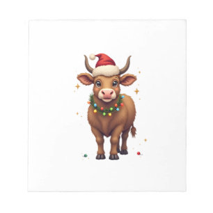 Kerstmis in vintage stijl met Schotse Hooglandkoe Notitieblok