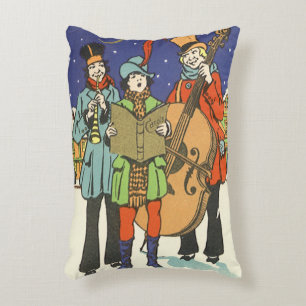 Kerstmis in vintage stijl, muzikanten die kerstlie accent kussen
