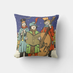 Kerstmis in vintage stijl, muzikanten die kerstlie kussen