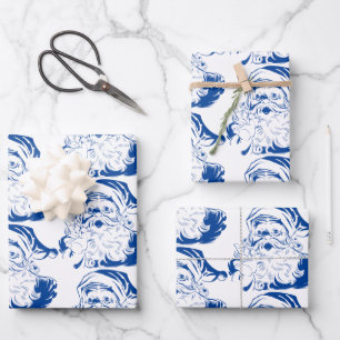 Kerstmis in vintage stijl, retro jolige Kerstman i Inpakpapier Vel