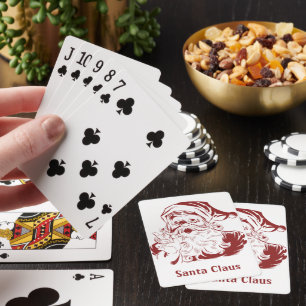 Kerstmis in vintage stijl, retro jolige Kerstman i Pokerkaarten