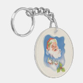 Kerstmis in vintage stijl, retro jolige kerstman sleutelhanger (Voorkant Links)