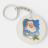 Kerstmis in vintage stijl, retro jolige kerstman sleutelhanger (Voorkant)