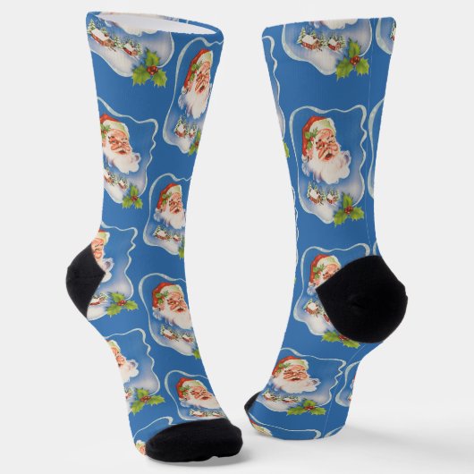 Kerstmis in vintage stijl, retro jolige kerstman sokken (Gebogen)