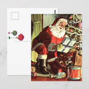 Kerstmis in vintage stijl, retro Kerstman met cade Briefkaart