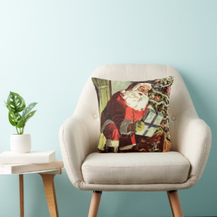 Kerstmis in vintage stijl, retro Kerstman met cade Kussen