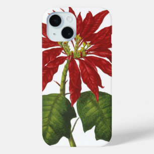 Kerstmis in vintage stijl, rode poinsettia winterp iPhone 15 case