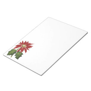 Kerstmis in vintage stijl, rode poinsettia winterp notitieblok