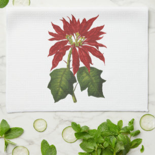 Kerstmis in vintage stijl, rode poinsettia winterp theedoek