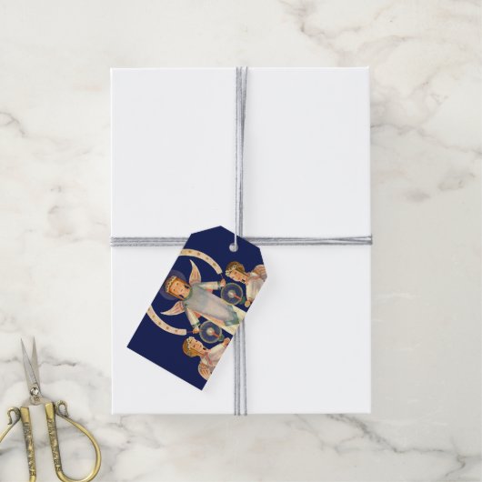 Kerstmis in vintage stijl, Scandinavische Sinterkl Cadeaulabel (Met Touw)
