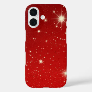 Kerstmis in vintage stijl, schitterende sterren in iPhone 16 hoesje