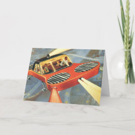 Kerstmis in vintage stijl, sciencefiction futurist feestdagen kaart