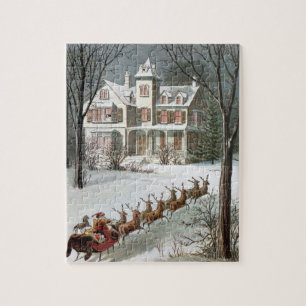 Kerstmis in vintage stijl, Sint Nicolaas met rendi Legpuzzel