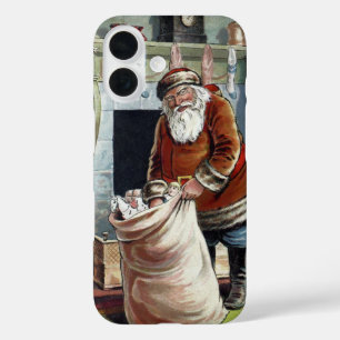 Kerstmis in vintage stijl, Sinterklaas bij de open iPhone 16 Hoesje