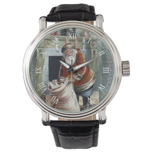 Kerstmis in vintage stijl, Sinterklaas bij de open Horloge