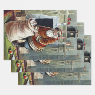 Kerstmis in vintage stijl, Sinterklaas bij de open Inpakpapier Vel