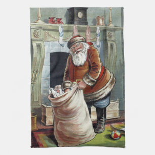 Kerstmis in vintage stijl, Sinterklaas bij de open Theedoek