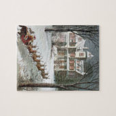Kerstmis in vintage stijl, Sinterklaas met rendier Legpuzzel (Horizontaal)