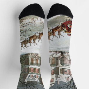 Kerstmis in vintage stijl, Sinterklaas met rendier Sokken
