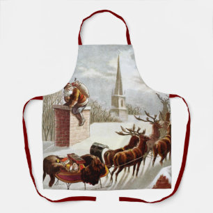 Kerstmis in vintage stijl, Sinterklaas op het dak Schort